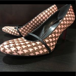 NIB Hilfiger Blush Pink & Brown Houndstooth Pumps
